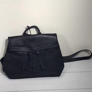 Botkier Black Faux Leather Foldover Backpack NWT